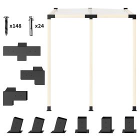 Pergola Kit, 15Â° Slanted Pergola Brackets w/ 4-Way/3-Way Brackets, Post Bases, Wall Mounts for 3.6" X 3.6" Lumber, Black