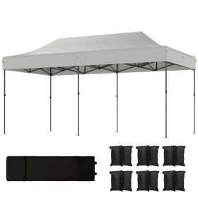 10 x 20 ft Pop Up Canopy Tent, Heavy Duty UPF50+ Outdoor Portable Instant Canopy Shelter with Wheeled Bag, White