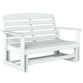 Patio Glider Bench w/ HDPE Slatted Double Rocking Chair, Distressed White