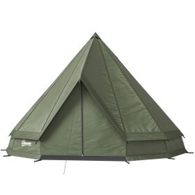 Teepee Tent Waterproof Camping Tent with Stove Jack for 4-6 People for Outdoor Camping Hiking Army Green