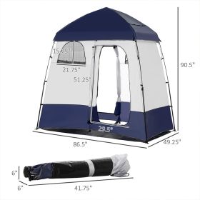 Two Room Pop Up Shower Tent With Shower Bag, Floor And Carry Bag, Blue