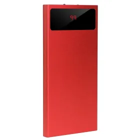 20000mAh Power Bank Ultra Thin External Battery Pack Phone Charger Dual USB Ports Flashlight Battery Remain Display (Option: Red)