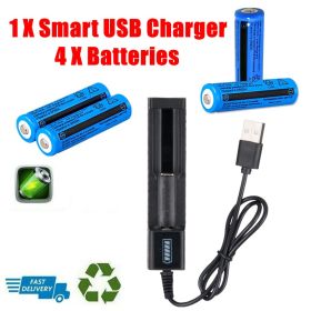 Li-ion Battery&Charger 3000mAh 3.7V Rechargeable Batteries USB Charger For Torch Flashlight (Option: 2PACK)