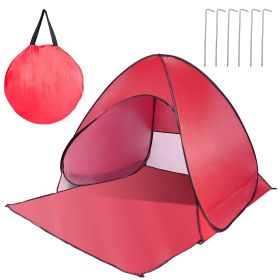 Pop Up Beach Tent Sun Shade Shelter Anti-UV Automatic Waterproof Tent Canopy for 2/3 Man w/ Net Window Storage Bag for Outdoor Beach Camping Fish (Color: Red, size: One size)