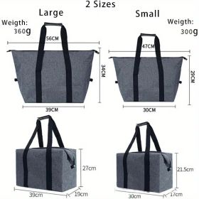 Large Cooling Bag, 5.28gal Foldable Shopping Bag (Color: Gray)