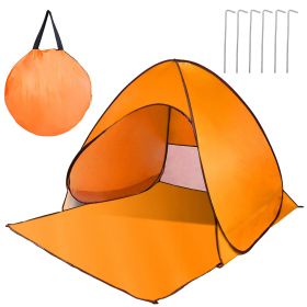 Pop Up Beach Tent Sun Shade Shelter Anti-UV Automatic Waterproof Tent Canopy for 2/3 Man w/ Net Window Storage Bag for Outdoor Beach Camping Fish (Color: Orange, size: One size)