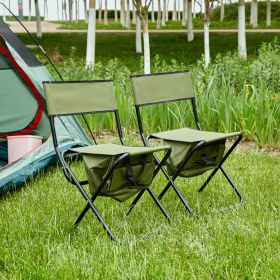 2-piece Folding Outdoor Chair with Storage Bag, Portable Chair for indoor, Outdoor Camping, Picnics and Fishing,Green (Color: AS PIC)