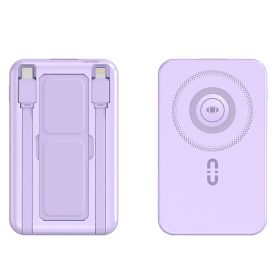 1Pc 3 In 1 10000mAh MagSafe Fast Charging Power Bank PD20W Portable Charger With 2 Built In Cables Stand Fit For IOS Phone 16 15 13 Series And Mo (Option: Purple)
