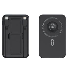 1Pc 3 In 1 10000mAh MagSafe Fast Charging Power Bank PD20W Portable Charger With 2 Built In Cables Stand Fit For IOS Phone 16 15 13 Series And Mo (Option: Black)